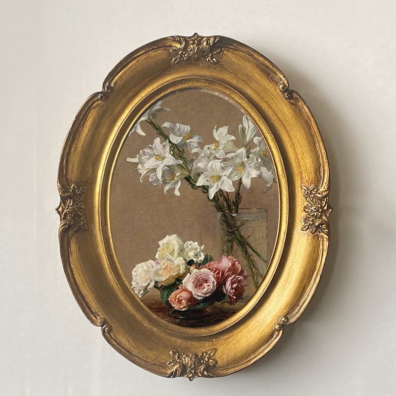 French Gold Carved Resin Oval Frame, Resin Oval Frame, Photo Wall Combination Frame, Display Stand, Showroom Frame