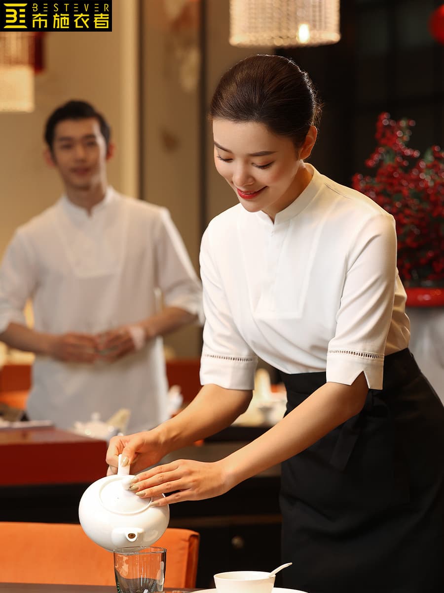 Buscher's specialty catering restaurant hotel waiter work clothes summer hot pot restaurant short-sleeved women's suit