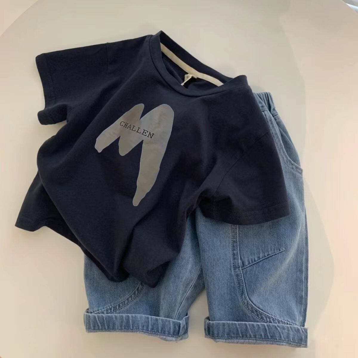 Boys' Short Sleeve T-Shirt New Style for Older Kids Summer Thin Trendy Top Cool and Handsome Tee