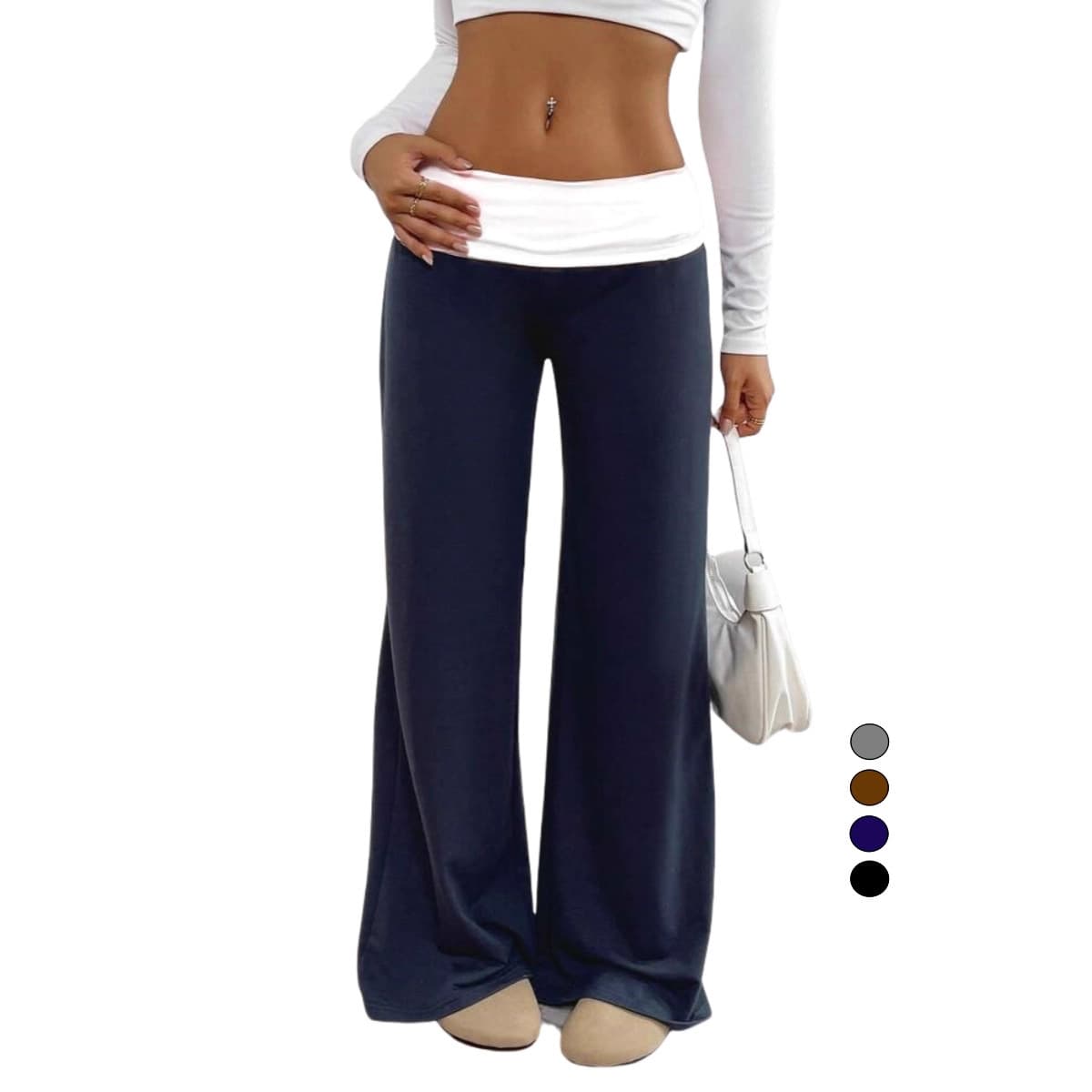 2025 Fall/Winter European & American Cross-border Women's Draped Wide-Leg Pants, Comfortable, Slimming, Loose-Fitting Trendy Yoga Casual Style