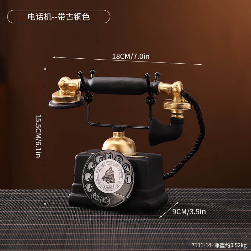 Vintage Resin Telephone Ornament Hanging Decoration Tabletop Craft Wall Decor Creative Coffee Shop Wall Accessory
