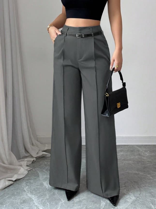 Cross-Border EU/US 2025 Fall/Winter New Women's Casual Elegant High-Waist Straight-Leg Long Trousers Suit Pants