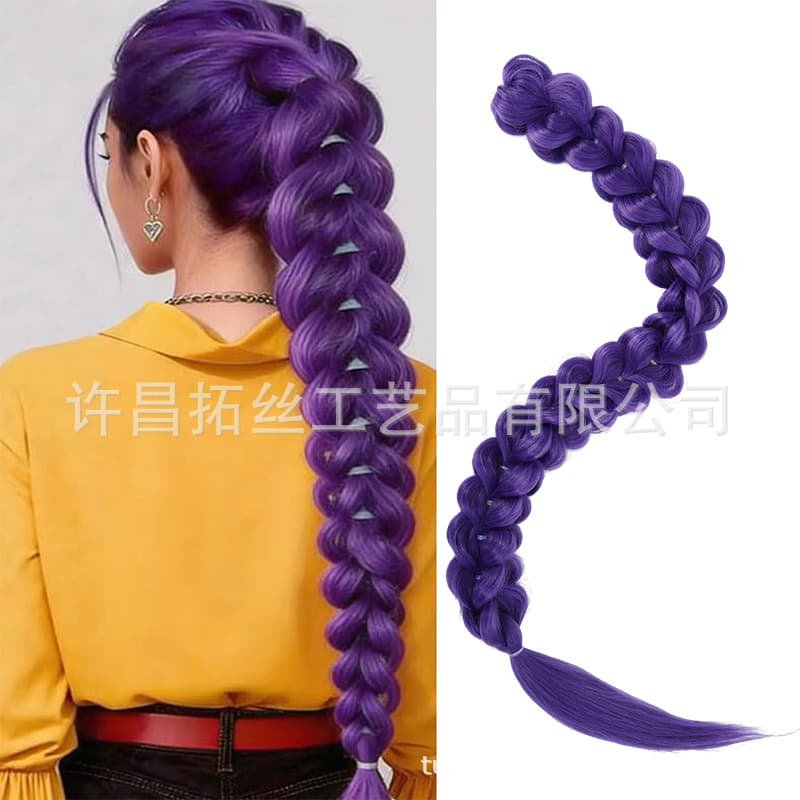 Wig Braided Witch Hunter Lumi Purple Braid BB Clip Double Layer Ponytail Wig Dreadlock Ponytail