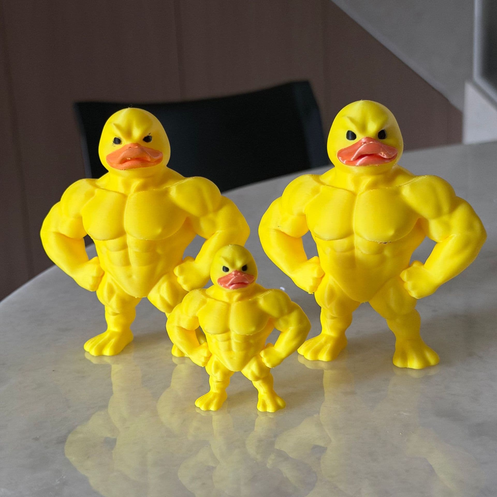 Muscle Duck Funny Standing Duck Figurine Ab Duck Strong Fitness Big Yellow Duck Ornament Muscle Duck