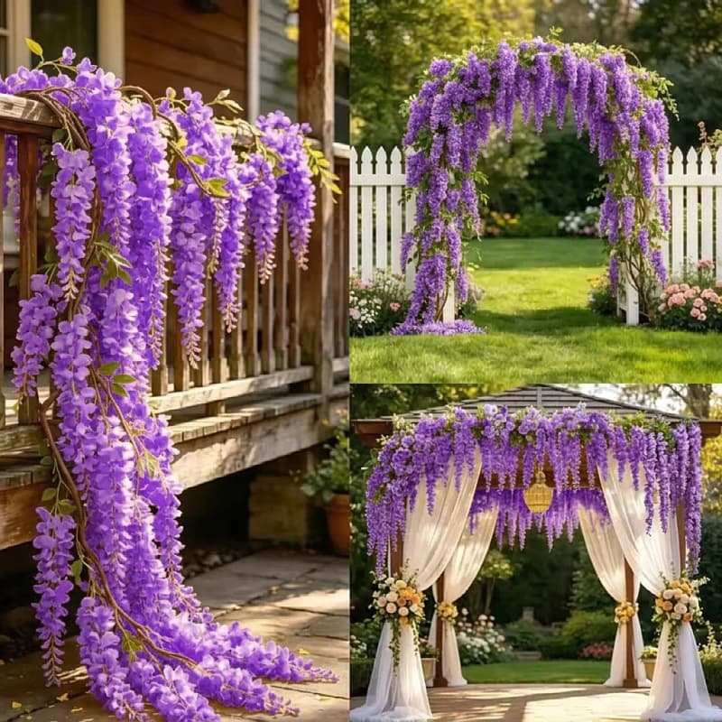 Artificial Wisteria Flower Hanging Vine New Cross-Border Artificial Rattan Home Decoration Wall Hanging Wedding Arrangement