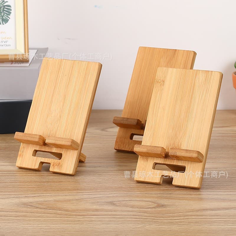 Bamboo Phone Stand, Bamboo Base Phone Charging Stand, Multi-Functional Phone and Tablet Stand with Printed LOGO