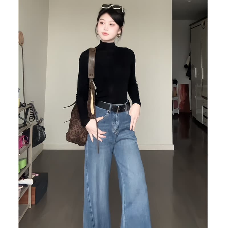 Rich commuter half turtleneck, soft skin, slim waist, autumn and winter bottoming shirt with rayon fleece long-sleeved T-shirt for women
