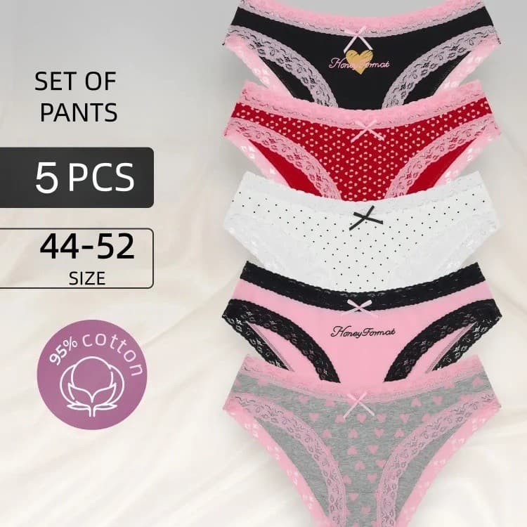 Cross-border trade sexy lace printed high-elastic pure cotton low-waisted triangle women's underwear, soft and comfortable, European and American sizes.