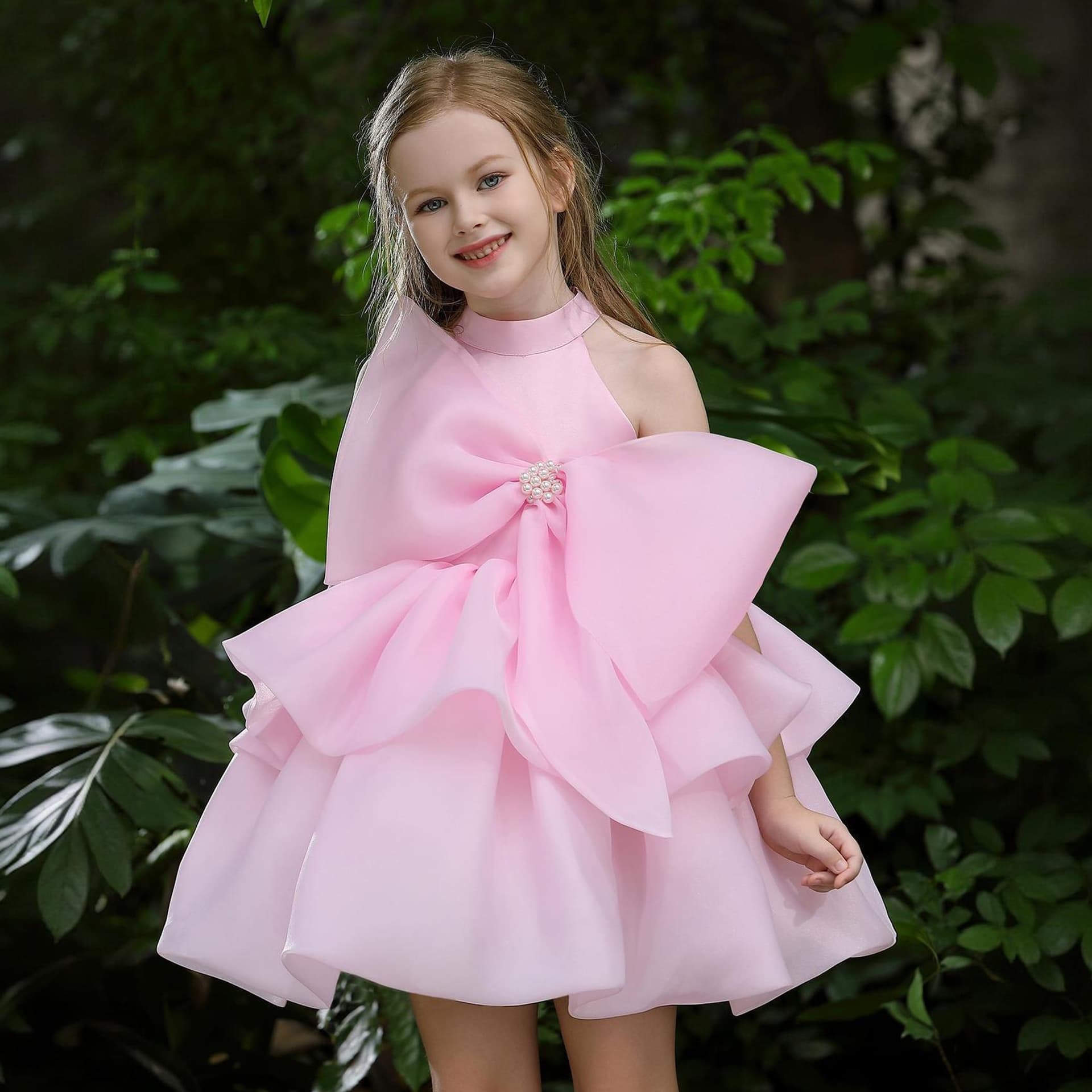 High-end foreign trade banquet dress, children's holiday piano host performance dress, wedding flower girl fluffy princess dress