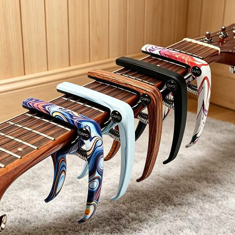 Guitar Capo Wood Color Guitar Capo with Pick and Tuner Nylon Clip