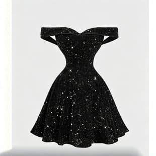Strapless One-Shoulder Black Mini Dress with Waist-Cinching Flared Skirt for Birthday Party Banquet Petite Figure Elegant Dress