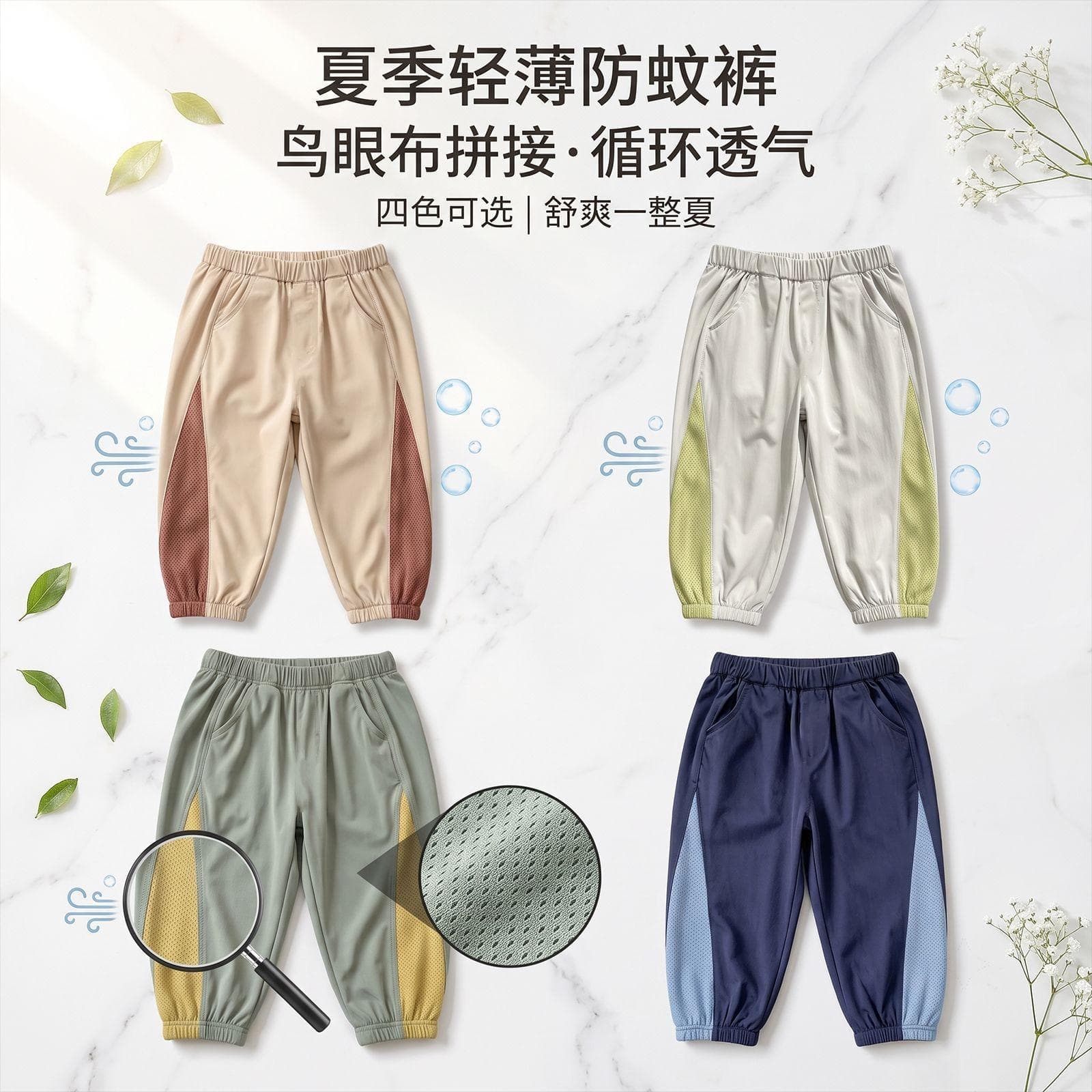 New Children's Mosquito-Repellent Sports Pants, Summer Baby Kids Air Conditioning Pants, Soft Comfortable Breathable Long Pants