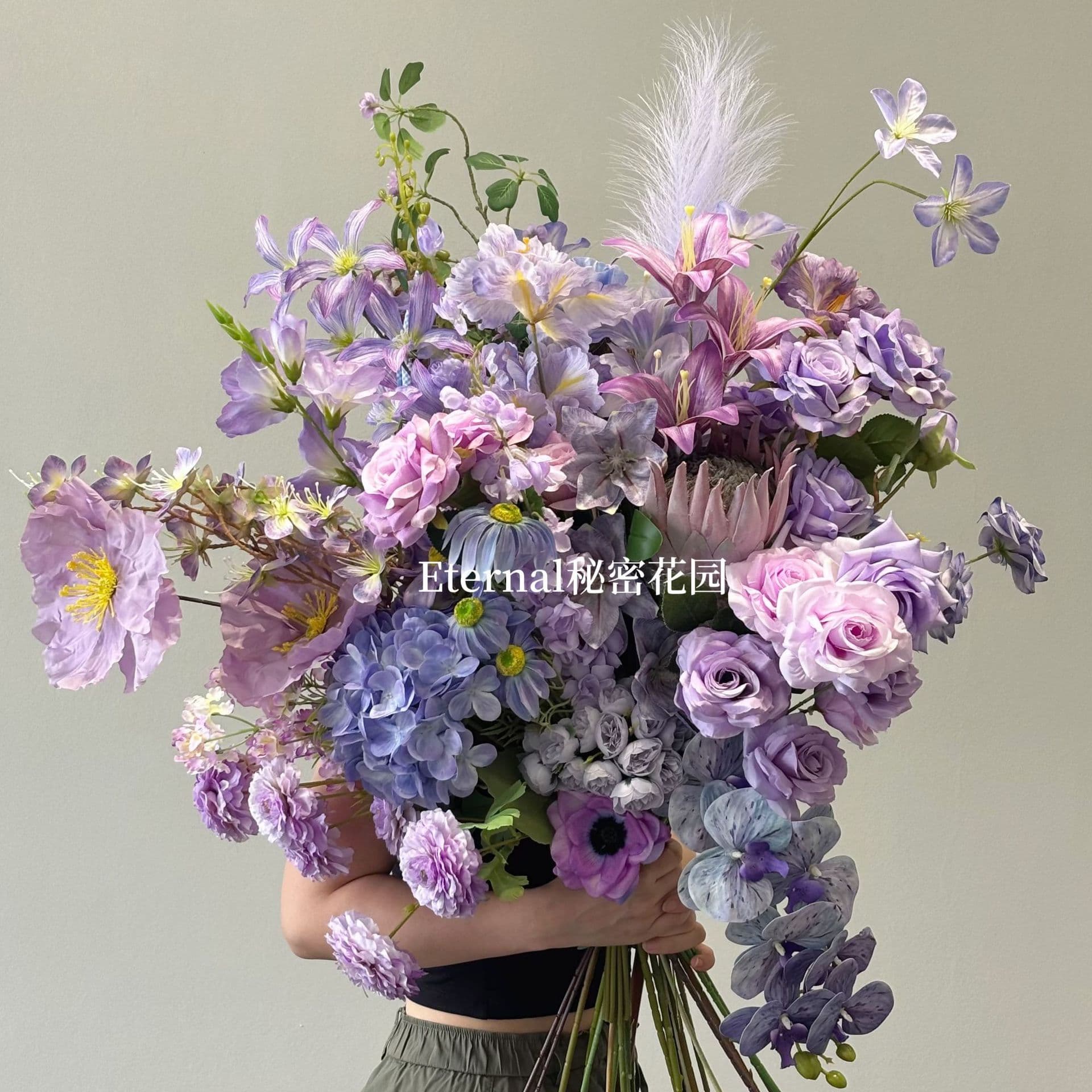 Artificial Flowers Purple Light Purple Lavender Rose Hydrangea Wedding Home Wedding Hall Silk Cloth Flowers Wholesale Fake Flowers Manufacturer