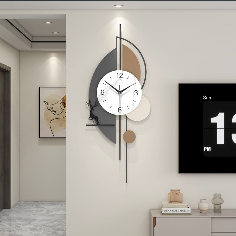 Modern Minimalist Creative Clock for Living Room, High-End Decorative Clock for Home Dining Room, Silent Clock, No-Drill Wall Hanging