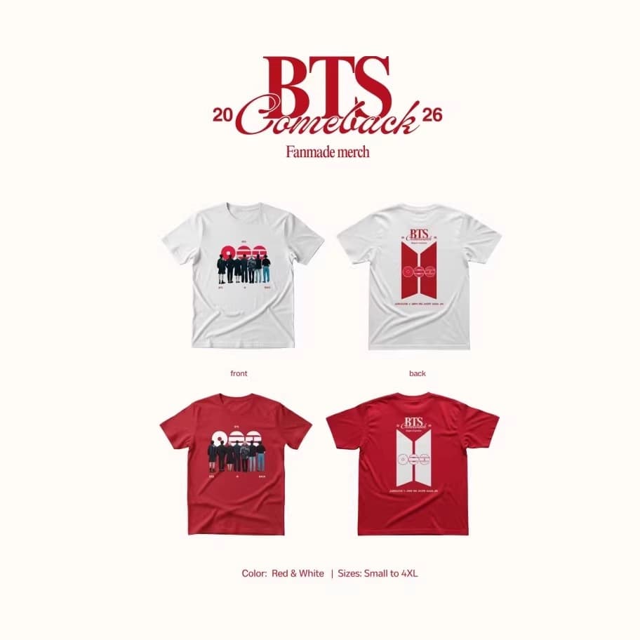 2026 New BTS Support T-Shirt Loose Round Neck Short Sleeve Cross-Border E-Commerce Wholesale Source