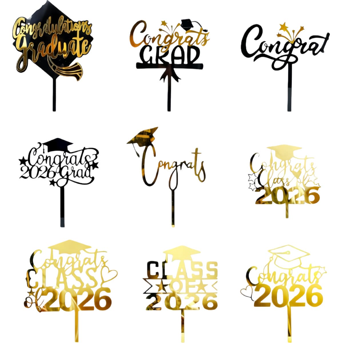 Copyright Cross-Border 2026 Graduation Season Cake Decoration Acrylic Cake Topper Double-Layer Acrylic Graduation Season Insert