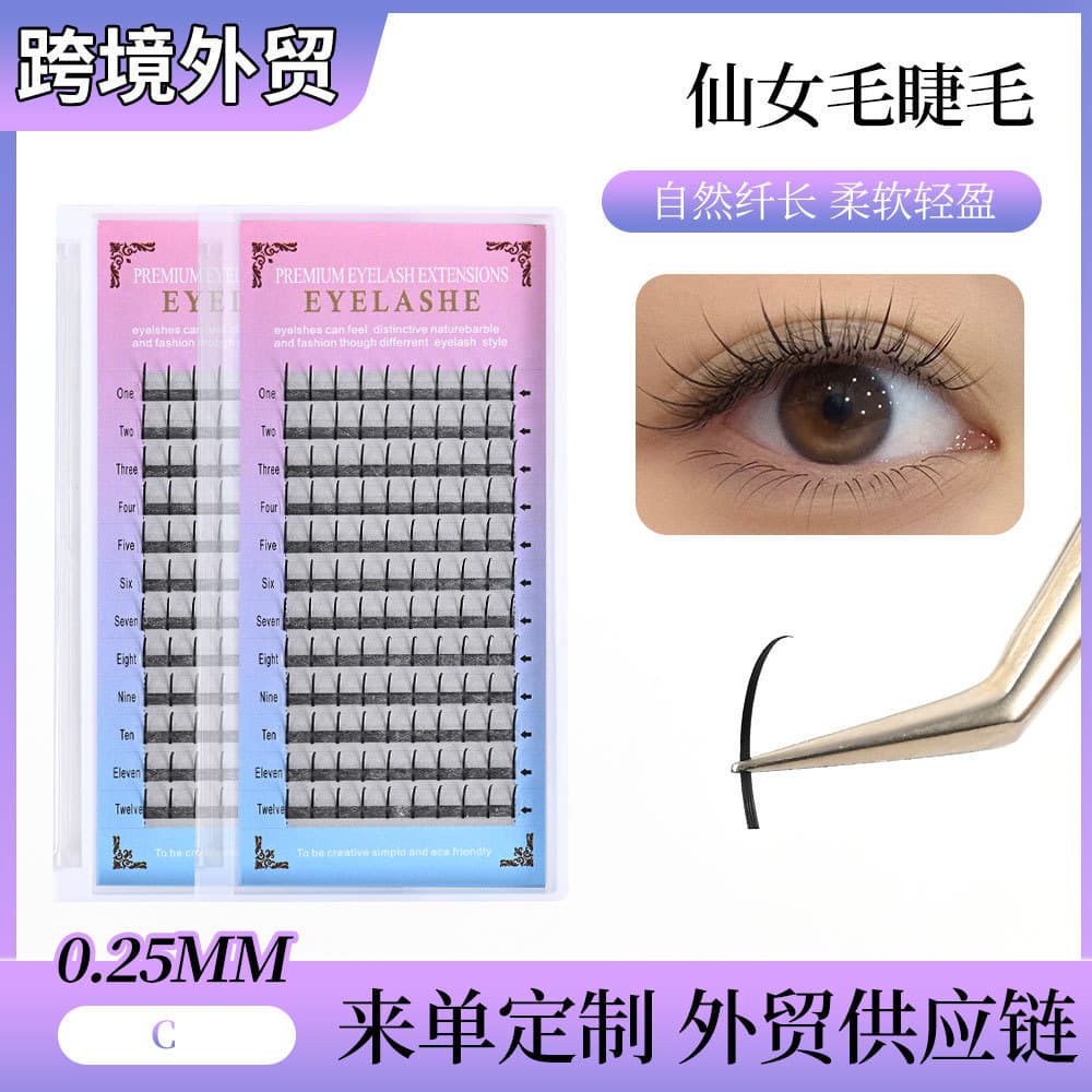 Planted Fake Eyelashes Thick Natural Looking Synthetic Fiber Suitable for General Public 8-12mm Length for Amazon Wish Etsy