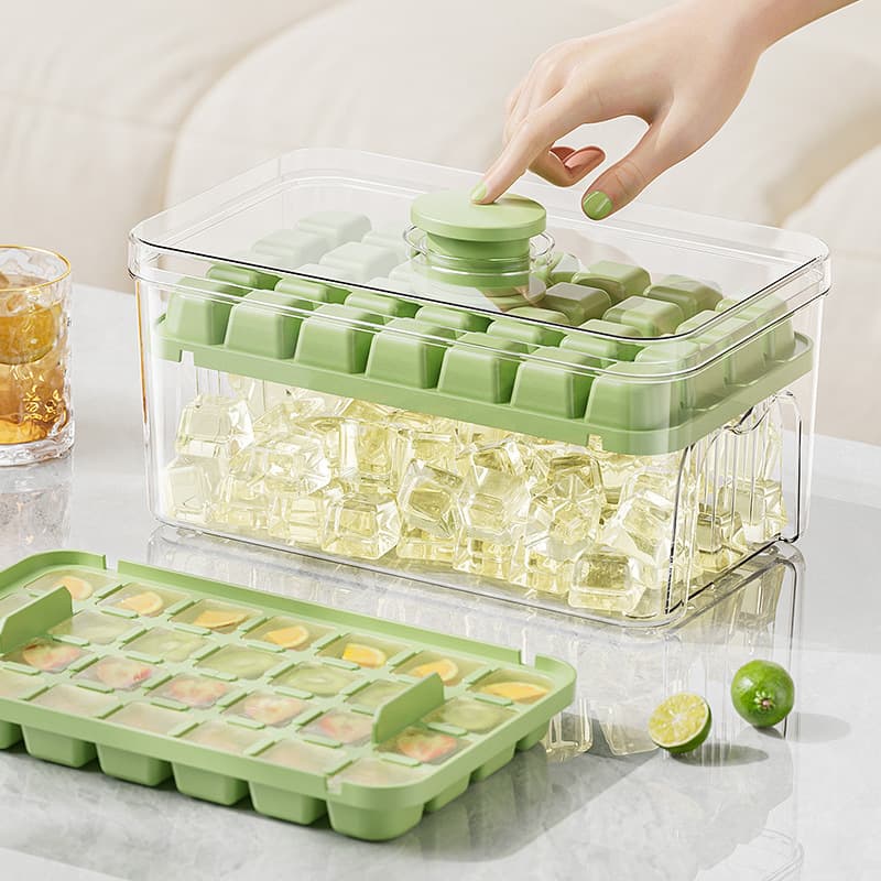 Home Use One Touch Ice Tray Ice Cube Maker Quick Freezing Storage Mold Easy Unmold Plastic Ice Maker Kitchen Essential