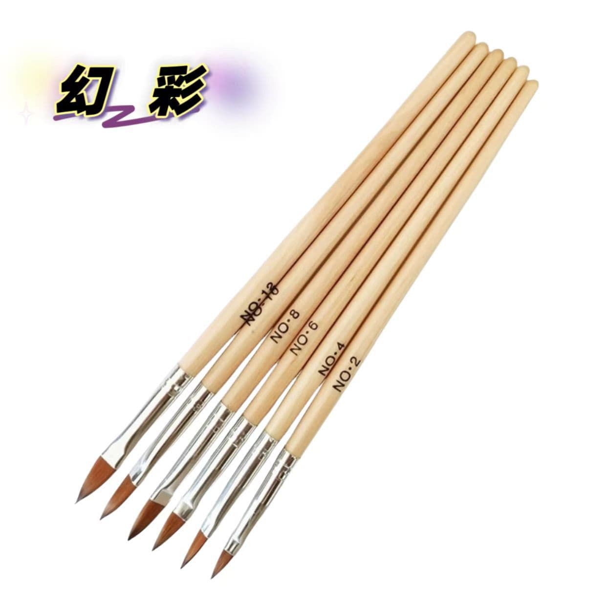 Cross-border Nail Art Brush Set: Crystal Brush, Carving Brush, Painting Brush, Flower Brush, Wooden Handle, Factory Wholesale