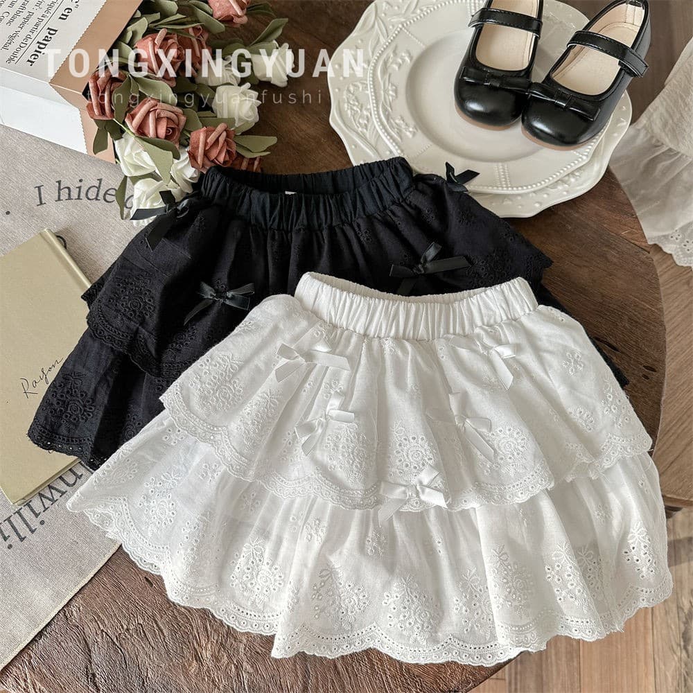 Children's Ballet Lace Cake Skirt, Puffy Half Skirt for Girls, Summer Bow Half Skirt, Princess Short Skirt