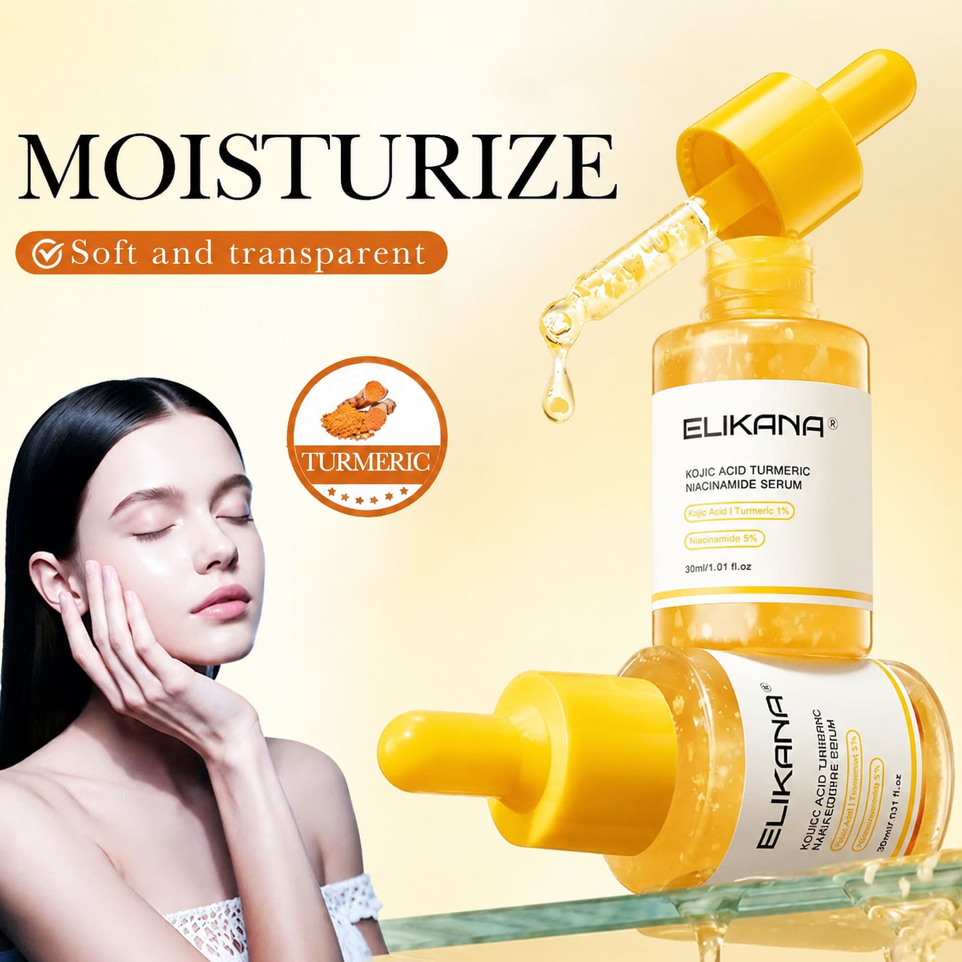 Face Repair Serum with Kojic Acid and Turmeric for Soothing and Brightening