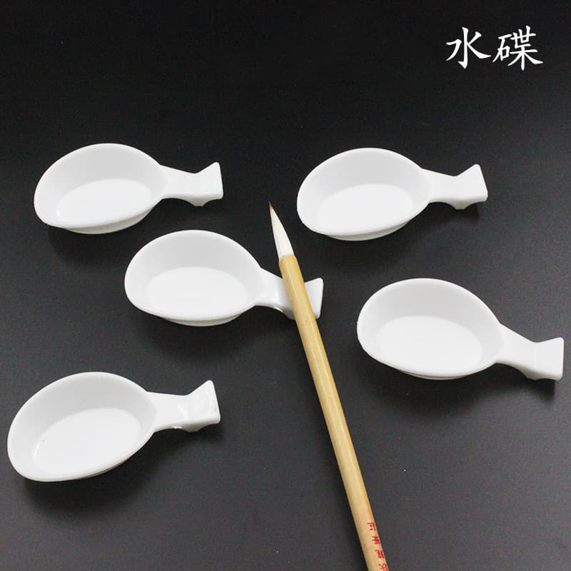 Plastic Water Dish Pen Rest Ink Dish Calligraphy Set Inkwell Brush Holder Training Class Stand Brush Dish