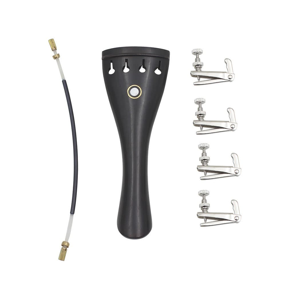 Ultralight Aluminum Alloy Violin Accessories Set Ebony String Perleman Nylon Tail Cord 4 Fine Tuning Pegs 3 Piece Kit for Violin