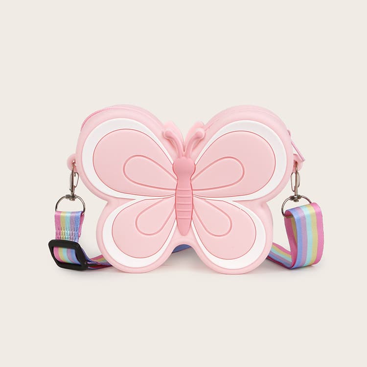 Creative Butterfly Silicone Crossbody Bag for Kids, Cute Small Silicone Coin Purse