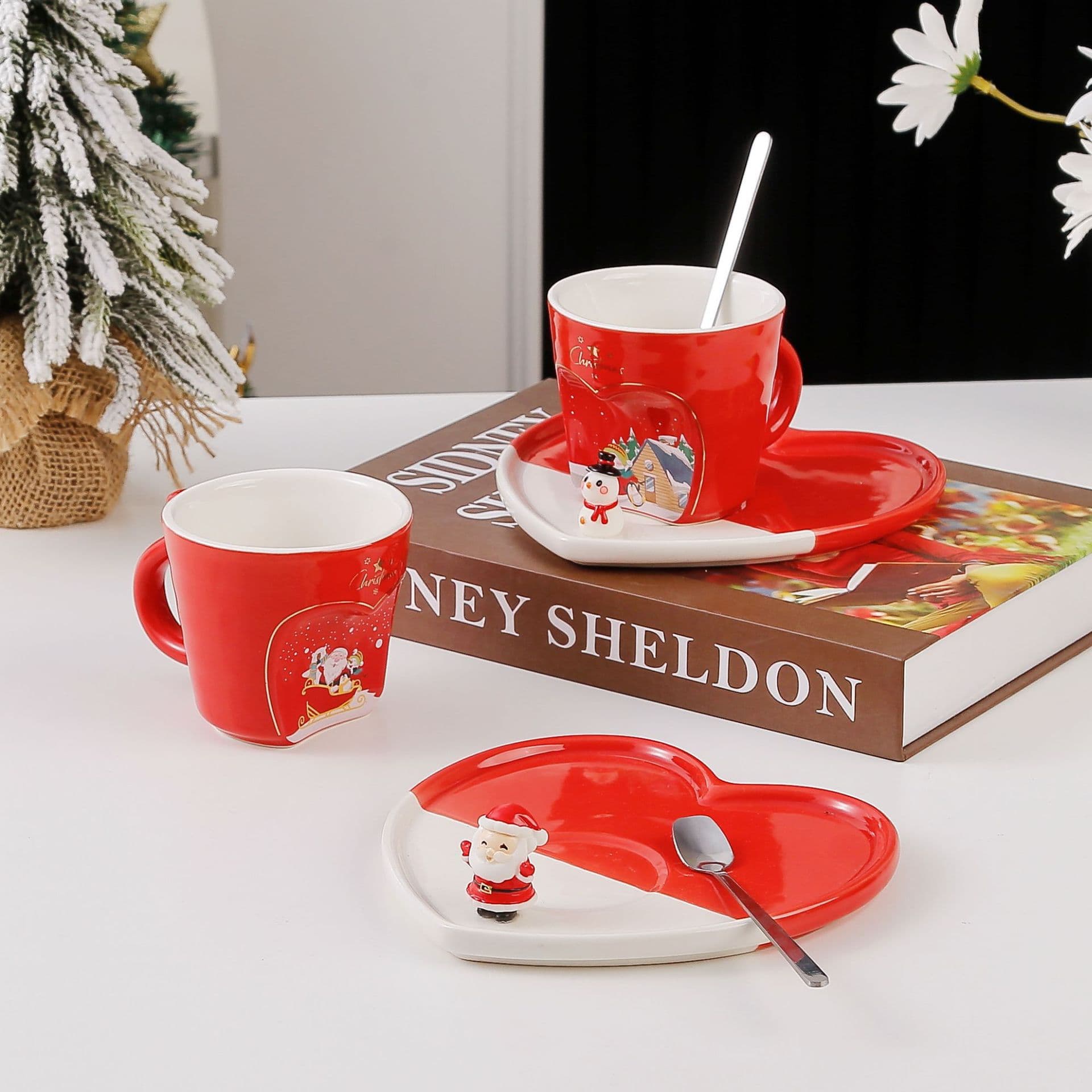 Cross-Border Christmas Coffee Cup and Saucer Set, Mug Gift, Tableware, Foreign Trade Souvenir, Christmas Gift
