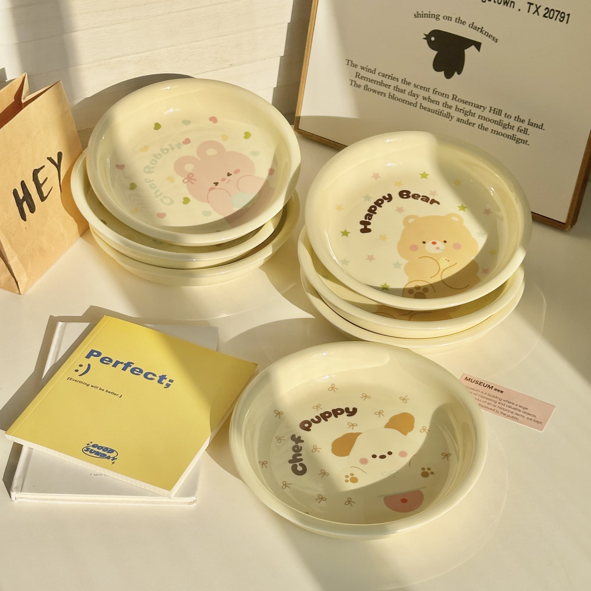 Cute high-looking dishes and plates set couple dishes bowls and chopsticks tableware household cartoon ceramic tableware dishes plates