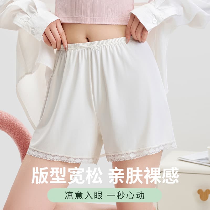 Ice silk pants women's summer thin anti-exposure leggings for outer wear 2026 new lace loose home shorts antibacterial