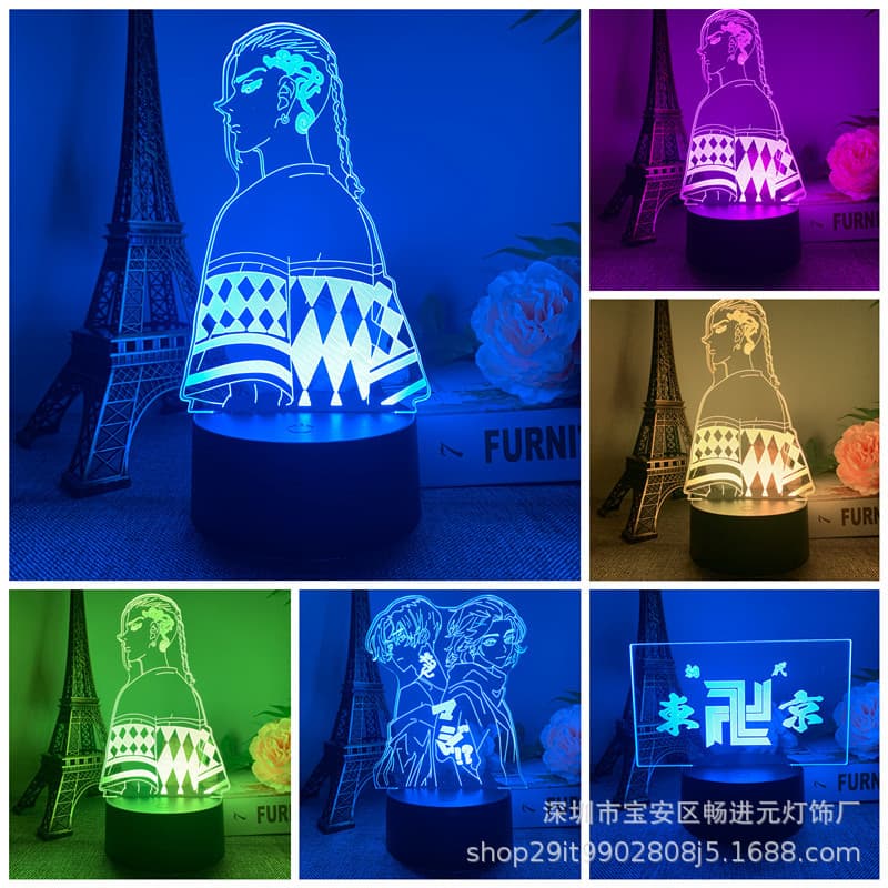 Cross-border supply Tokyo Avengers anime 3D night light remote control touch crack bedroom table lamp