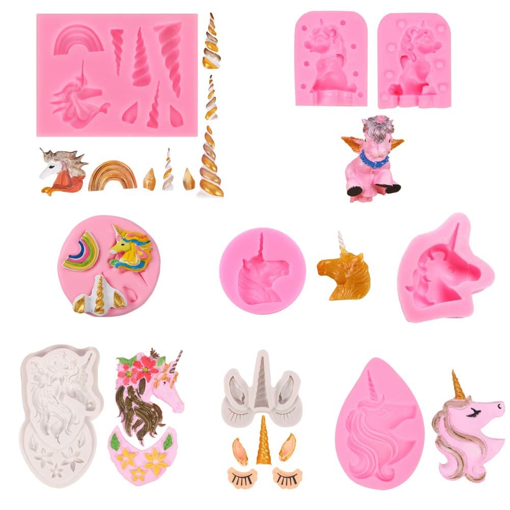 Unicorn Chocolate Fondant Cake Silicone Mold Set - Unicorn Horn and Ear Cake Decoration Molds
