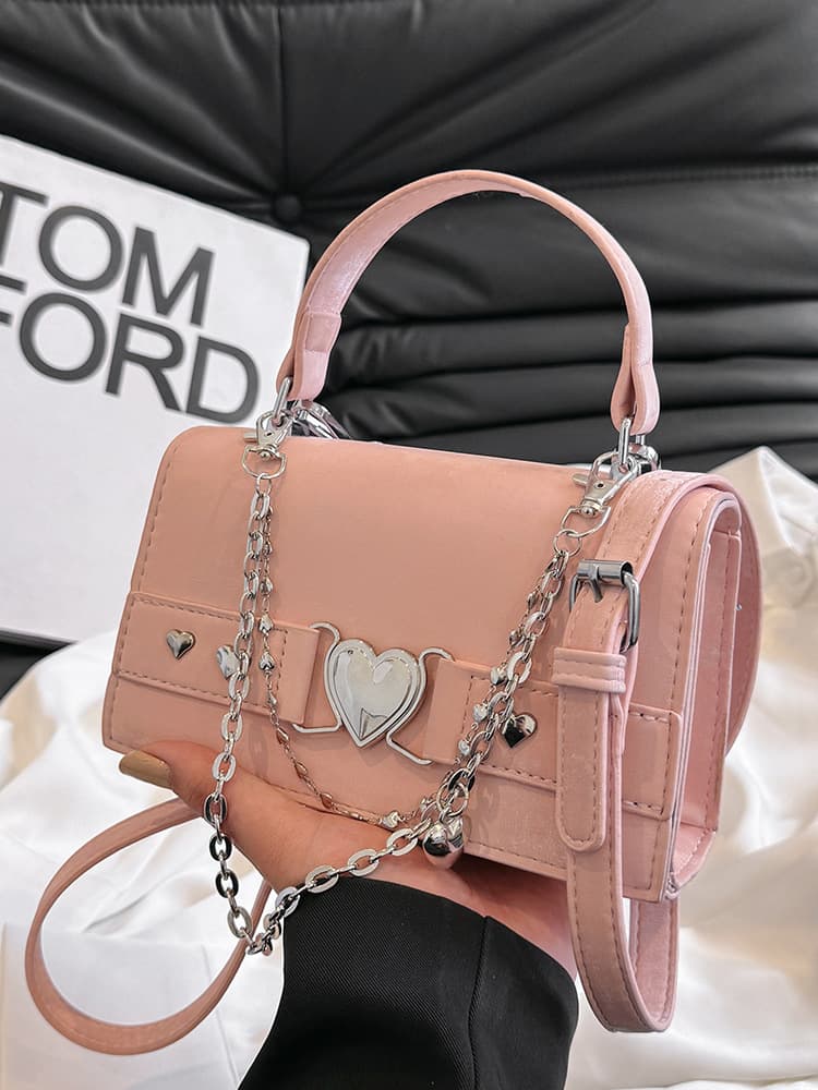 Hand-carrying fashionable bag for women new style simple and versatile love small square bag 2024 spring and summer textured casual crossbody bag