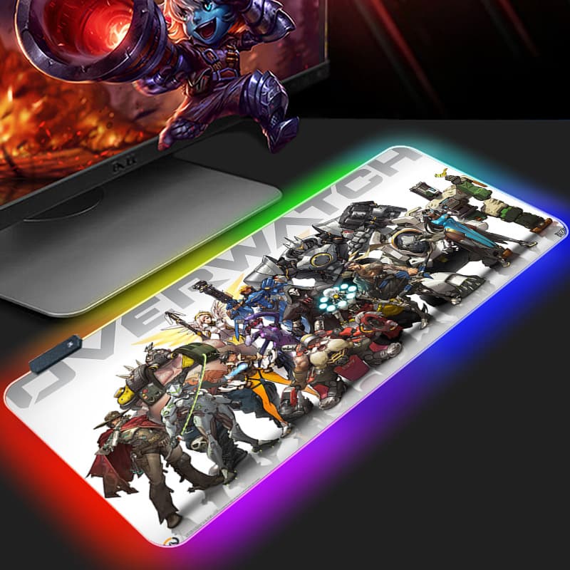RGB Gaming Glowing Mouse Pad Overwatch Mouse Pad Cross-border Keyboard Pad Large Size Desk Mat
