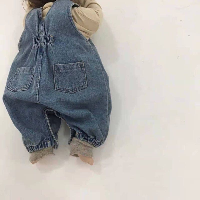 Korean Style Ins Spring Autumn Kids Unisex Loose Open Crotch Big PP Bib Overalls Denim Crawling Pants Cotton