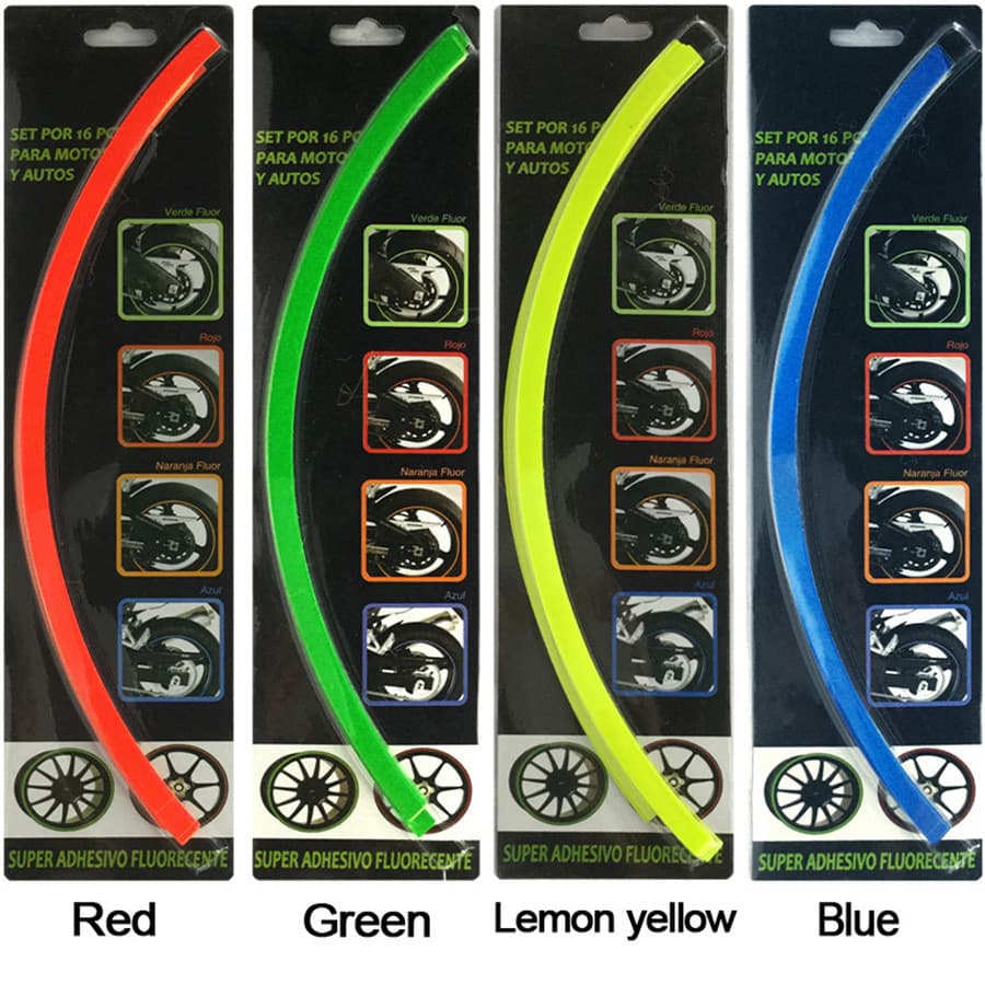 Motorcycle Tire Stickers Car Rim Wheel Hub Decals Reflective Wheel Trim Decals 17 18 19 Inch Universal Fit