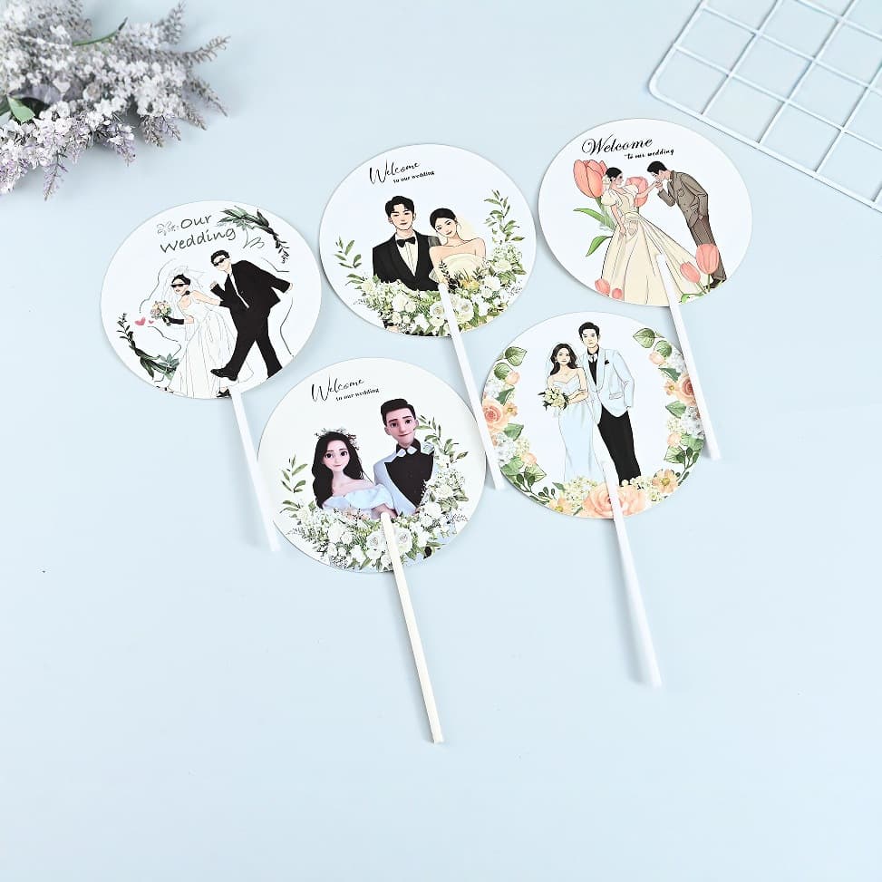 Creative Bride Round Fan for Chinese Wedding, Bridal Party Photo Prop for Pick-Up and Welcome Ceremony