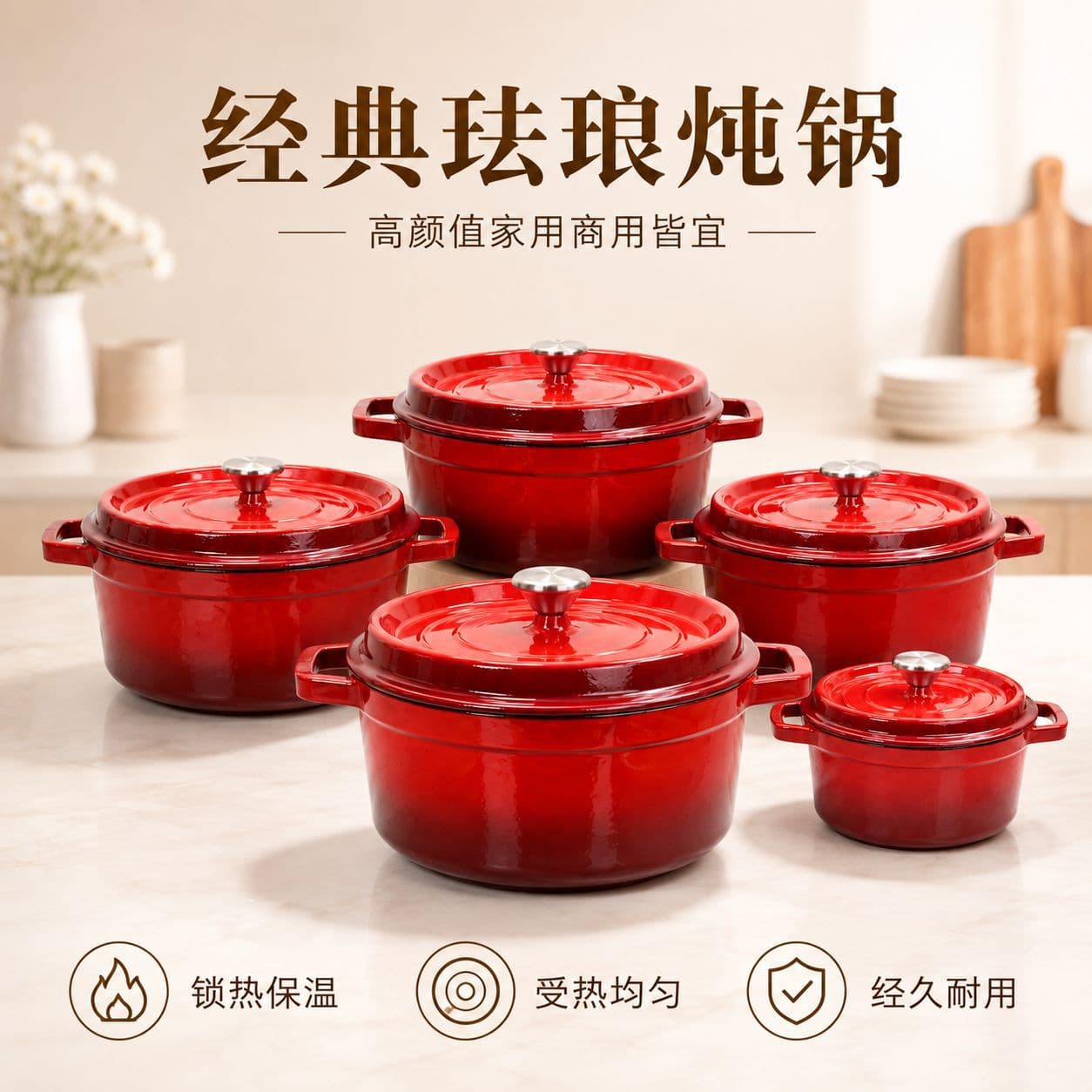 Enameled Cast Iron Pot Double Ear No-Coating Stew Pot for Gas and Induction Cooktops Enamel Pot Wholesale for Export