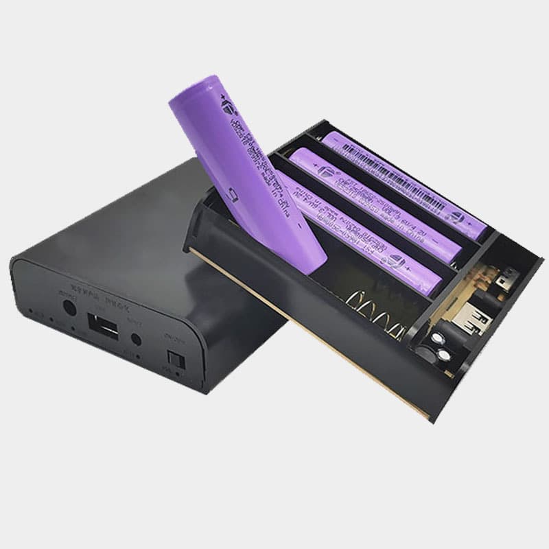 18650 Solderless DIY Kit 4-Battery Holder with One USB Port DC5521 Voltage Regulator Port 8-24V Multi-Battery Box