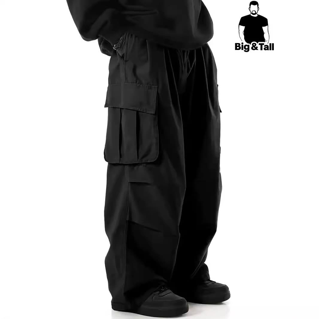 Loose Wide Leg Casual Pants Men's Autumn Winter Vintage American Style Workwear Trousers Big Pockets Drapey Feel Polyester