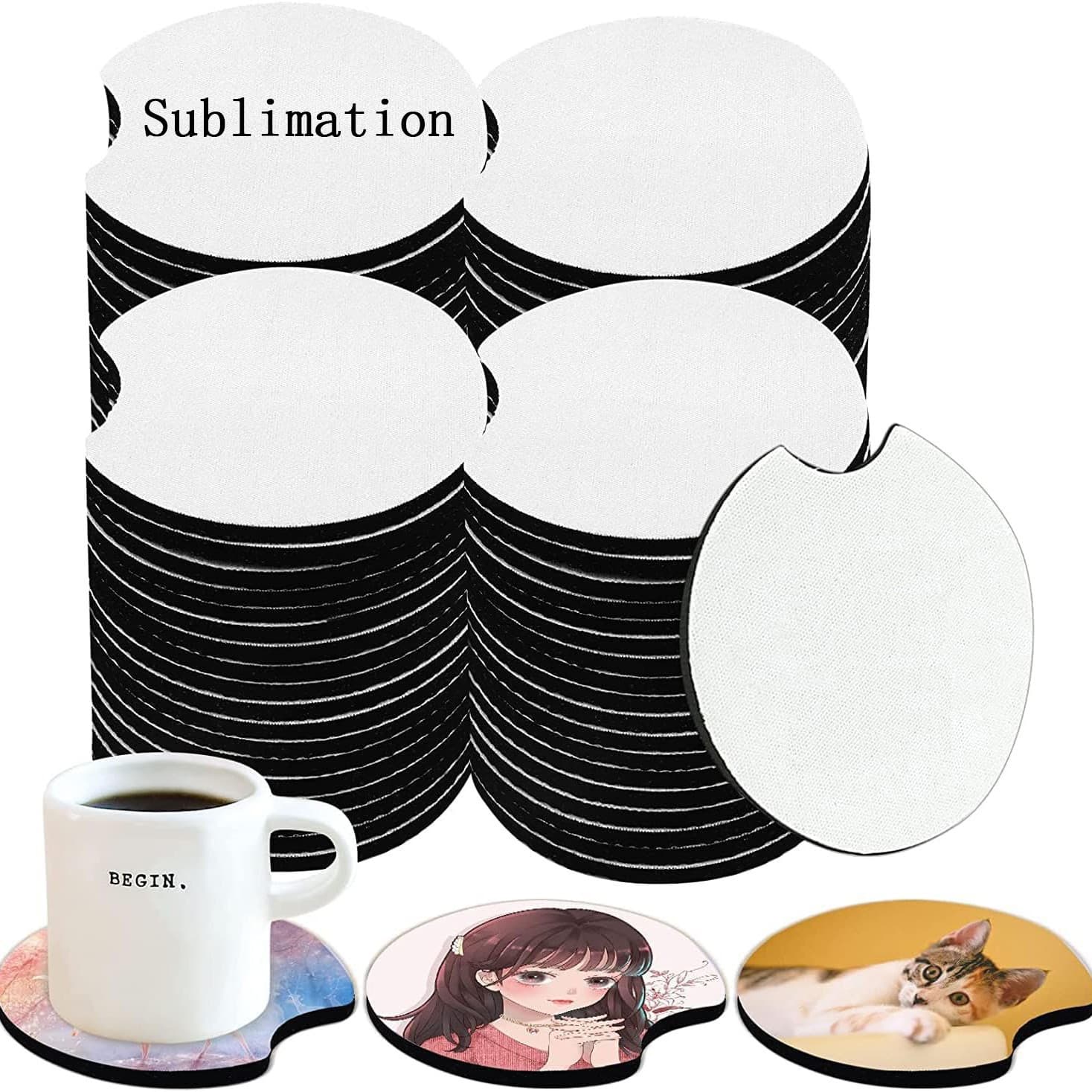 Cross-border Hot Selling Neoprene Car Cup Mat, Coffee Drink Insulation Coaster, Chloroprene Rubber Sublimation Coaster