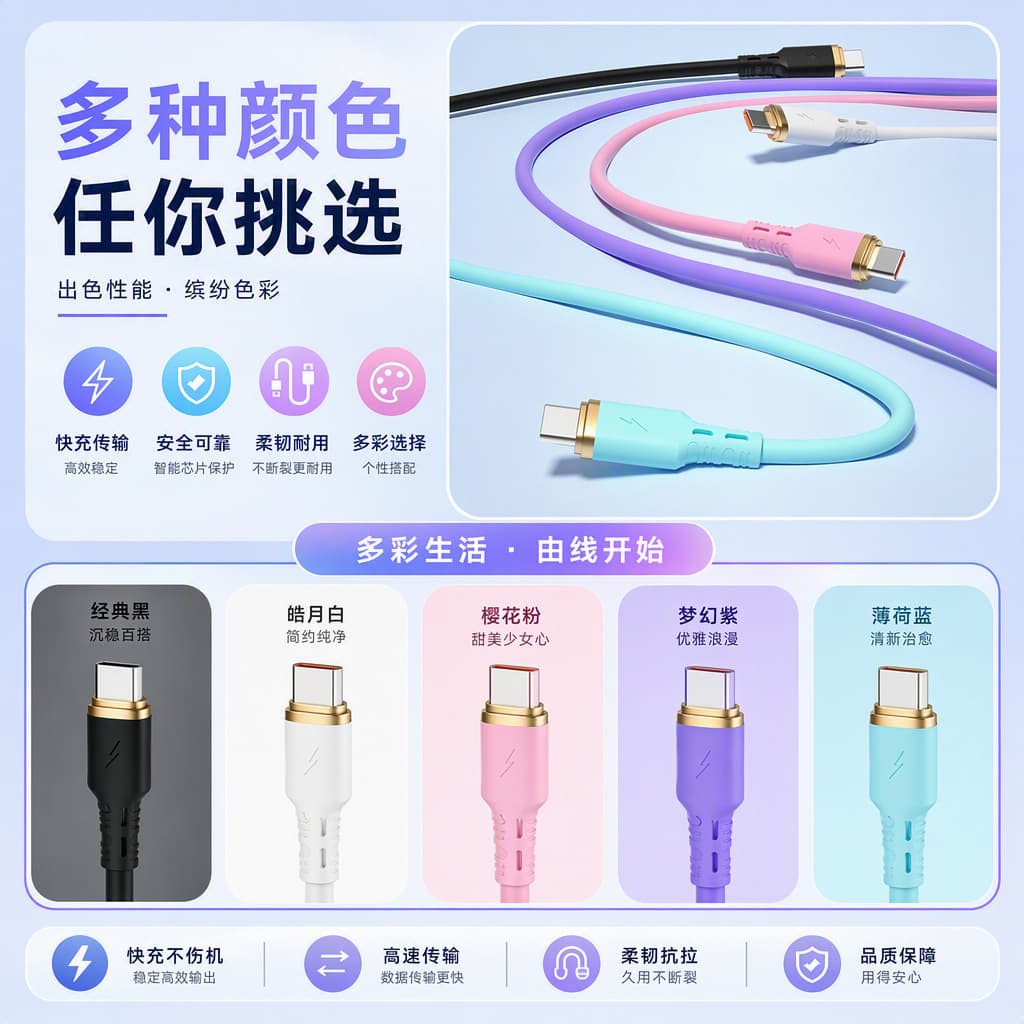 PD data cable Type-c to Type-c lighting to Type-c TPE  cable