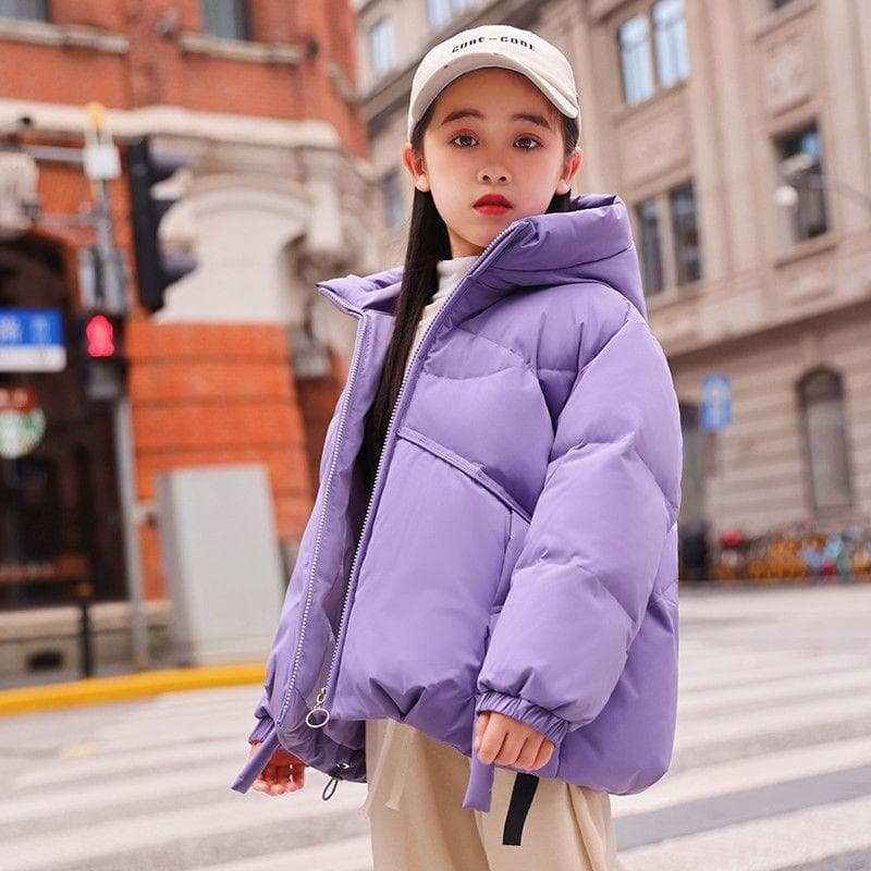 Girls' Cotton Coat Winter 2025 New Fashionable Children's Short Thick Hooded Jacket for Girls