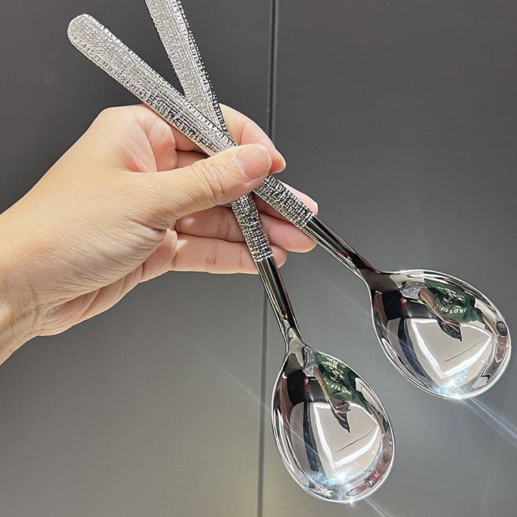 New High-Aesthetic Hammered 18/10 Stainless Steel Western Dinner Spoon Main Course Spoon Soup Spoon Rice Spoon
