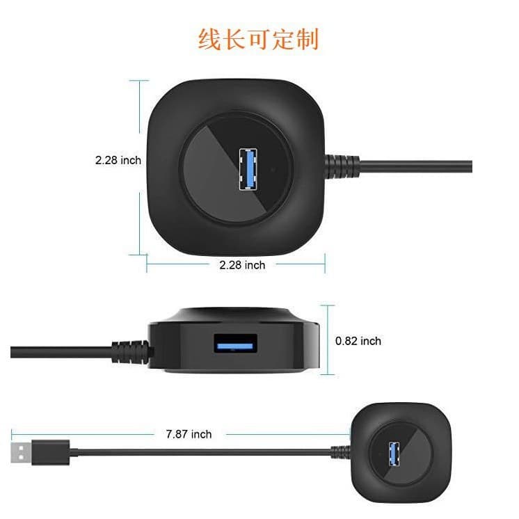Hub Splitter USB 3.0 Splitter One to Four Extender 4-Port USB Hub Multi-Interface Power Supply