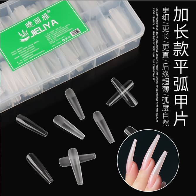 Nail Art Slim Dog Trapezoid Pointed Jieliya Nail Tips No Filing Transparent Frosted Ultra-Thin Seamless Nail Tips Wholesale