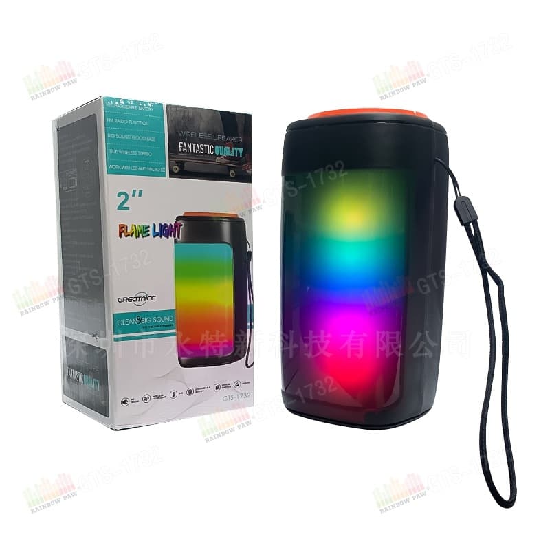 Manufacturer wholesale GTS series GTS-1732 outdoor portable 3-inch RGB colorful light Bluetooth speaker
