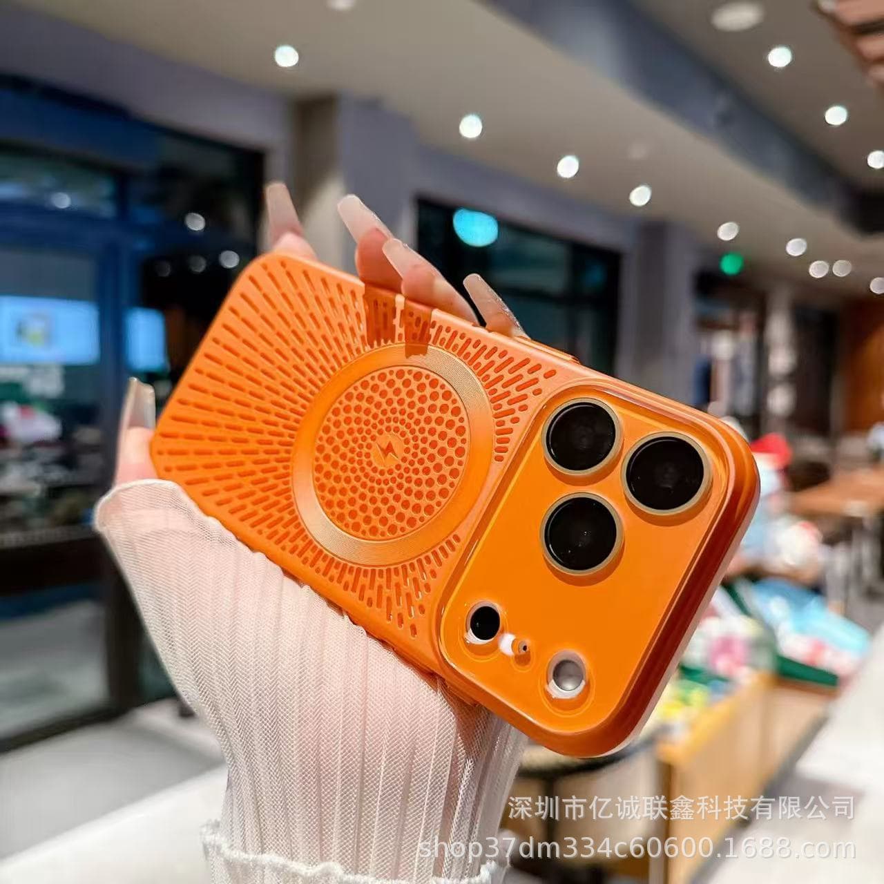 Compatible with iPhone 17 Magnetic Cooling Phone Case, iPhone 15 Hollow Ventilation 16 Pro Max with Lens Film PC Case