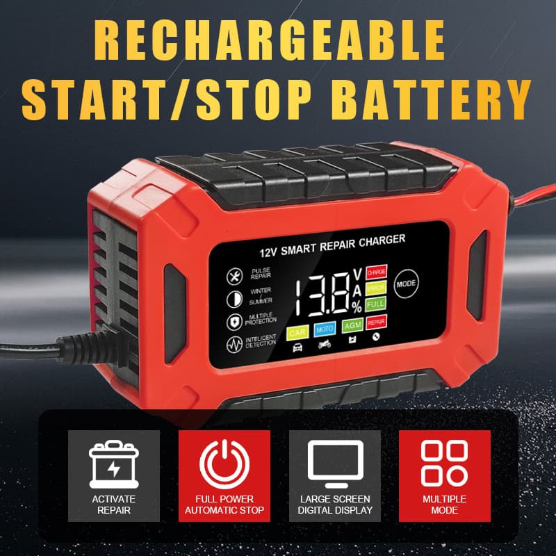 Smart Car Battery Charger 12V Motorcycle Lead-Acid Battery 6A Foreign Trade Cross-Border Charger